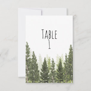 Numéro de table de mariage simple avec pins rustiq
