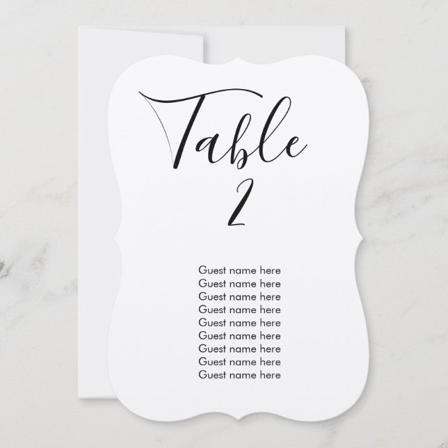 Numéro de table de mariage simple + carte de noms  (Devant)