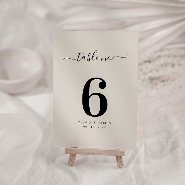 Numéro de table de mariage simple couleur unie bei (Simple Solid Color Beige Wedding Table Number)