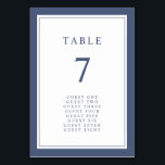 Numéro de table de mariage simple et élégant<br><div class="desc">Numéro De Table De Mariage Simple Et Élégant. Ce numéro de table de mariage de bordure élégant et minimaliste comporte une double bordure bleu marine avec un texte et un script bleu marine. (Il fait partie de la collection Sage Green & Navy Blue Botanical qui peut être vue en cliquant...</div>