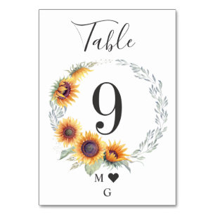 Numéro de table de mariage Sunflower Bloom