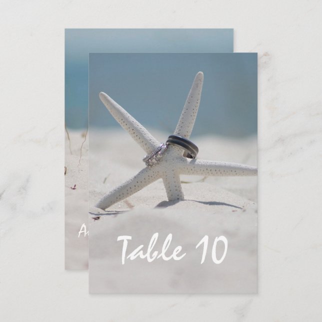 Numéro de table de mariage sur la plage (Devant / Derrière)