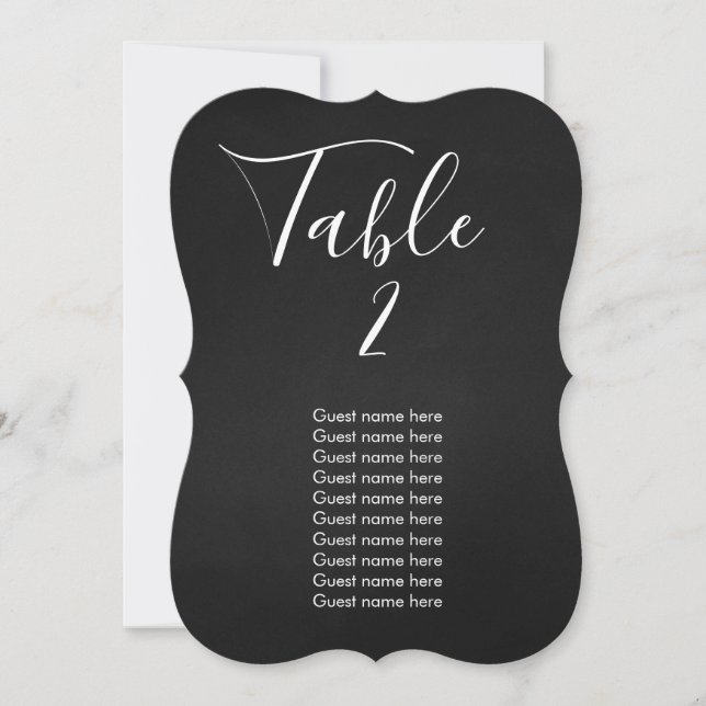 Numéro de table de mariage sur tableau noir + cart (Devant)