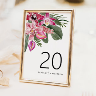 Numéro de table de mariage tropical