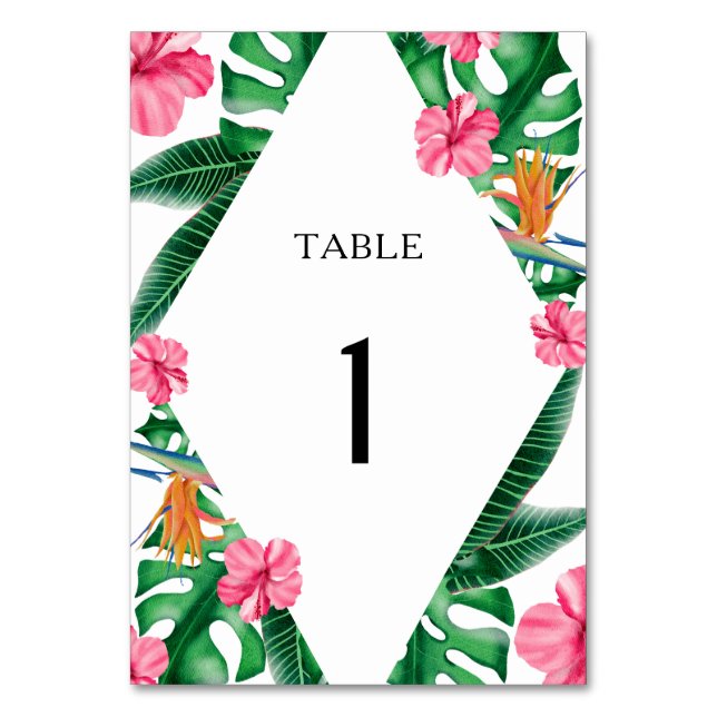 Numéro de table de mariage tropical aquarelle (Par défaut)