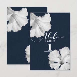 Numéro de table de mariage tropical bleu à fleurs