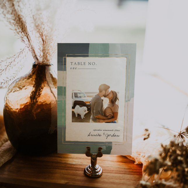 Numéro de table de mariage | Verre d'océan au bord (Créateur téléchargé)