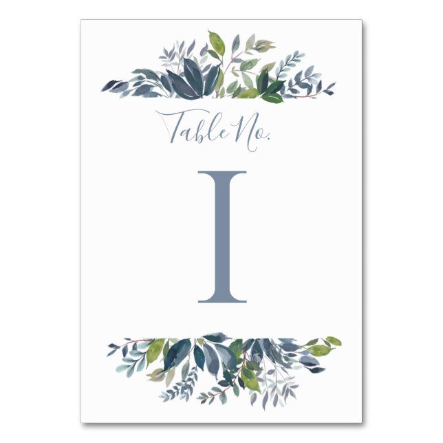 Numéro de table de mariage | Vert feuillage Bleu P (Par défaut)
