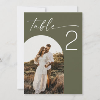 Numéro de table de mariage vert olive assourdi Nat