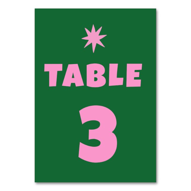 Numéro de table de Mariage vert rétro (Par défaut)