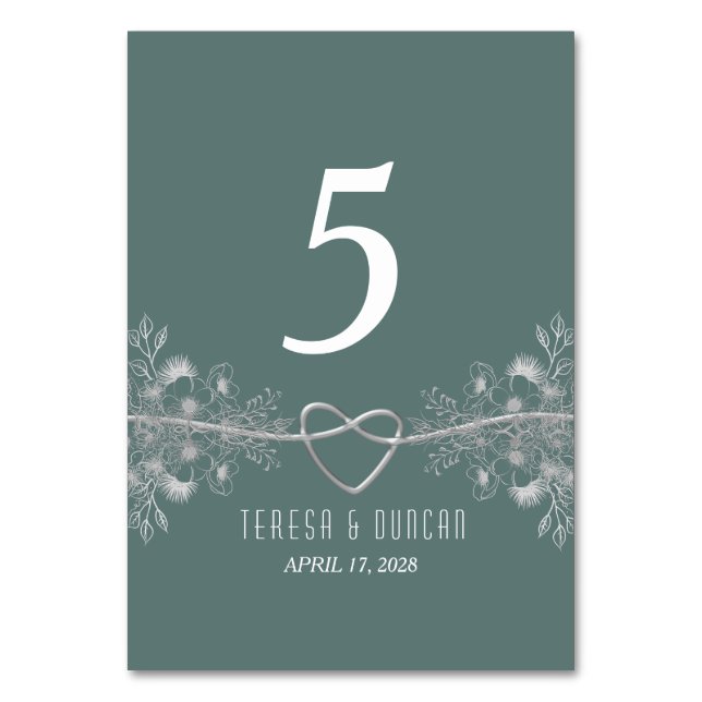 Numéro de table de mariage vert sauge (Par défaut)