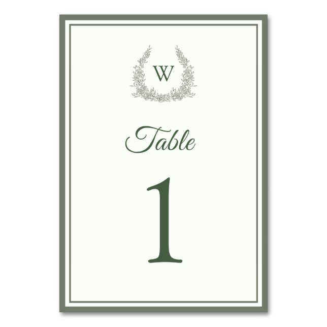 Numéro de table de mariage vert thym ivory (Par défaut)