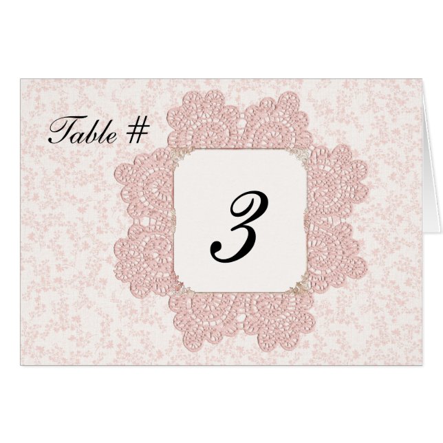 Numéro de table de mariage victorien rose délabré (Devant Horizontal)