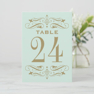 Numéro de Table de Mariage Vintage Mint Antique Fl
