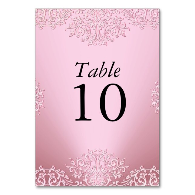 Numéro de table de mariage vintage rose damassé (Par défaut)