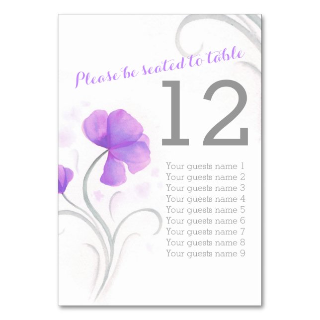 Numéro de table de mariage violet fleur sauvage d' (Par défaut)