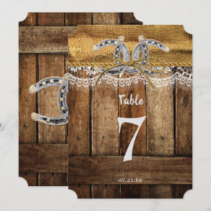 Numéro de table de mariage western rustique