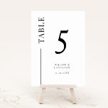 Numéro de table de Mariage White Clean Line<br><div class="desc">Numéro de table mariage simple et moderne avec une ligne sur le côté. La couleur est blanche et noire.</div>