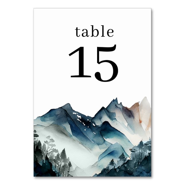 Numéro de table de montagne aquarelle bleue (Par défaut)