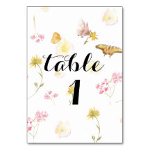 Numéro de table de papillon fleur sauvage