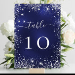 Numéro de table de parties scintillant bleu marine<br><div class="desc">Simple et élégant. Arrière - plan bleu marine,  la couleur bleue est inégale. Décoré de parties scintillant en faux argent,  pétillant. Personnalisez et ajoutez des numéros de table. Texte blanc.</div>