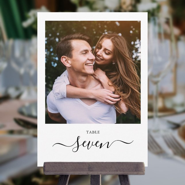 Numéro de table de photo de script noir élégant (Créateur téléchargé)