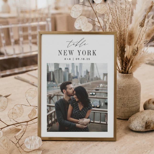 Numéro de table de photo de voyage de mariage 5x7  (Créateur téléchargé)