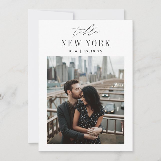 Numéro de table de photo de voyage de mariage 5x7  (Devant)