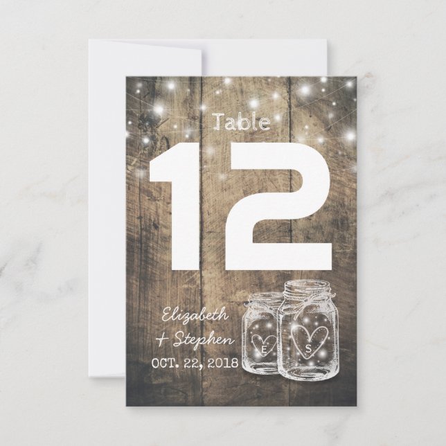 Numéro de table de placement de mariage Jar Mason  (Devant)