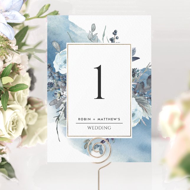Numéro de table de réception de mariage bleu éléga (Créateur téléchargé)