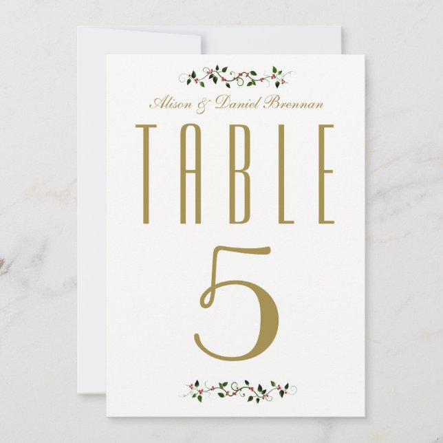 Numéro de table de réception de mariage des Fêtes  (Devant)