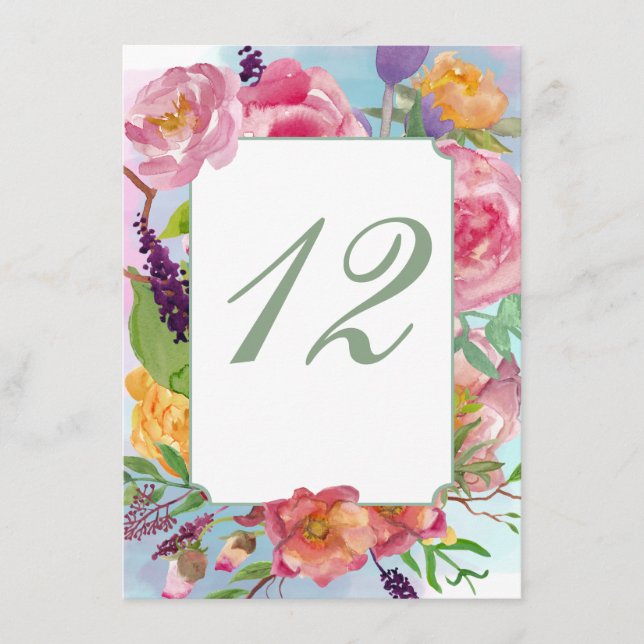 Numéro de table de réception de mariage floral col (Devant)