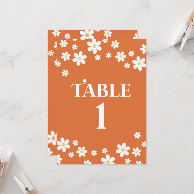 Numéro de table de Retraite de mariage orange dais (Devant/Arrière en situation)