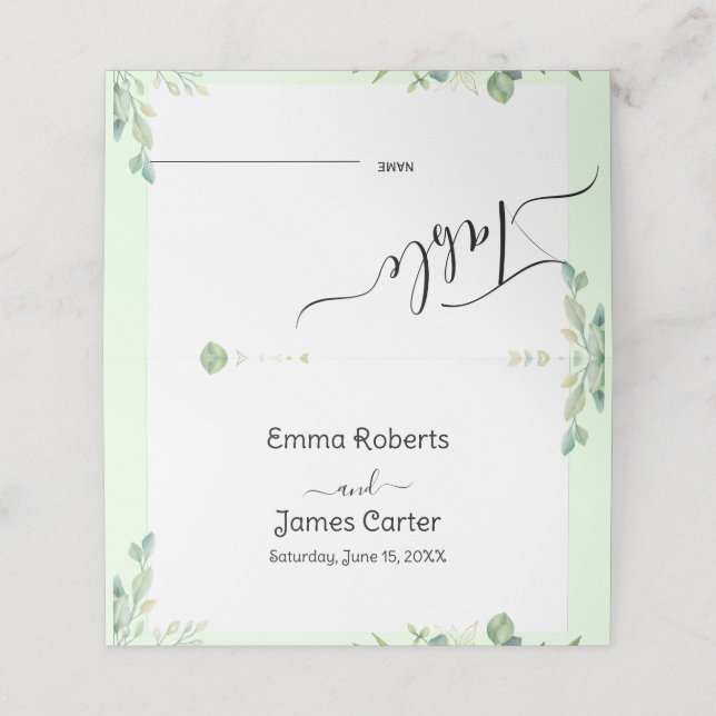 Numéro de table de verdure minimale Cartes de plac (Extérieur déplié)
