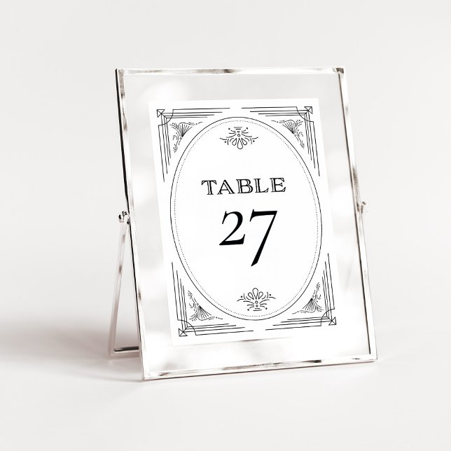 Numéro De Table Déco moderne | Élégant Mariage noir et blanc (An elegant, art deco style wedding table number in black and white)