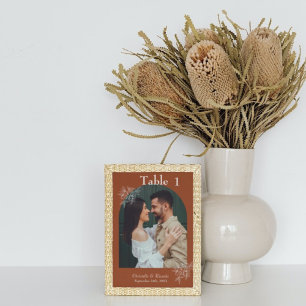 Numéro De Table Décor de mariage orangé blanc brûlé