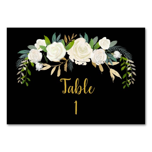 Numéro De Table Décor de réception Mariage de automne Gold & Black (Devant)