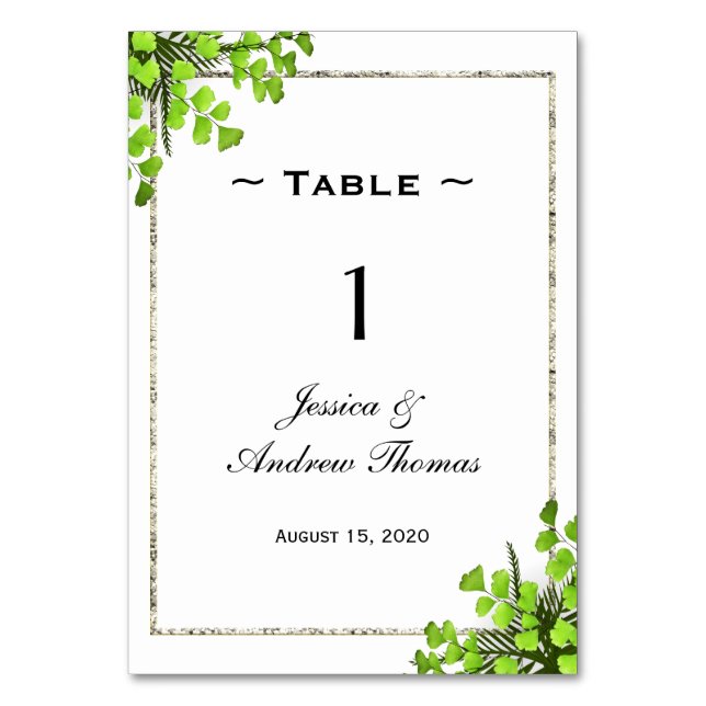 Numéro De Table Décoration de mariage élégante aux coins avec foug (Par défaut)
