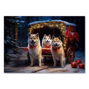 Numéro De Table Décoration de Noël Akita Snowy Sleigh Ride