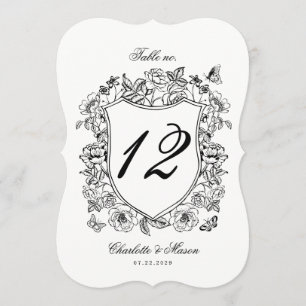 Numéro de table découpé au motif floral vintage