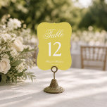 Numéro de table découpé Jaune Mariage Citron<br><div class="desc">La tendance mariage citrus rencontre les numéros de table découpés pour une célébration estivale, mettant en vedette une silhouette festonnée unique dans une esthétique de luxe discret et minimaliste parfaite pour les couples modernes. Inspiré par l'élégance de l'Argent de Famille, les mariages aux citrons italiens et le charme du style...</div>