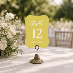 Numéro de table découpé Jaune Mariage Citron