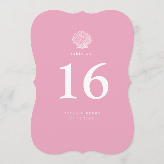 Numéro de table découpé pour mariage côtier rose p (Devant)