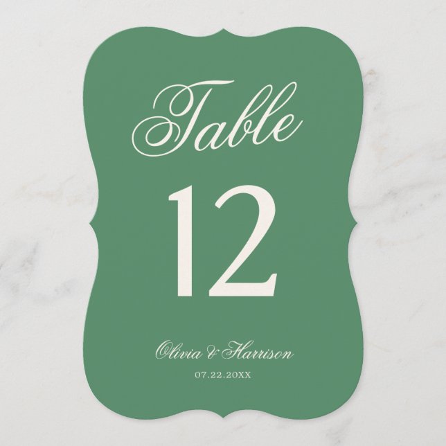 Numéro de table découpé vert du Preppy Tennis Club (Devant)