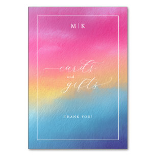 Numéro De Table Dégradé Aquarelle Bleu Rose Joyeux