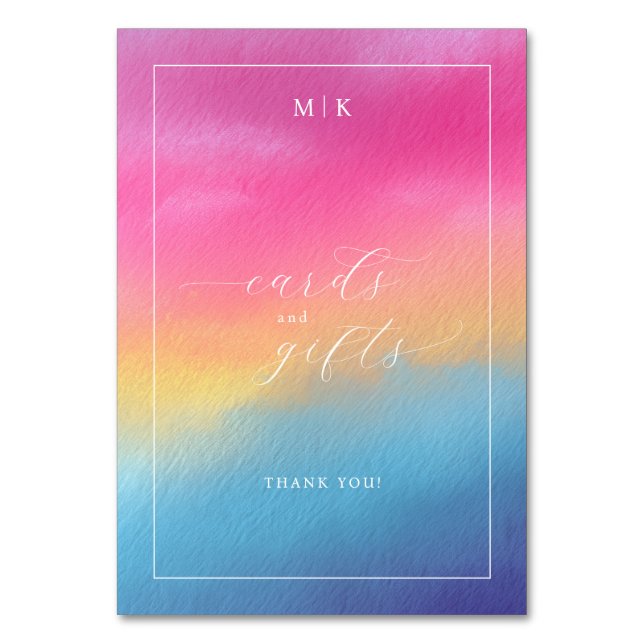 Numéro De Table Dégradé Aquarelle Bleu Rose Joyeux (Par défaut)