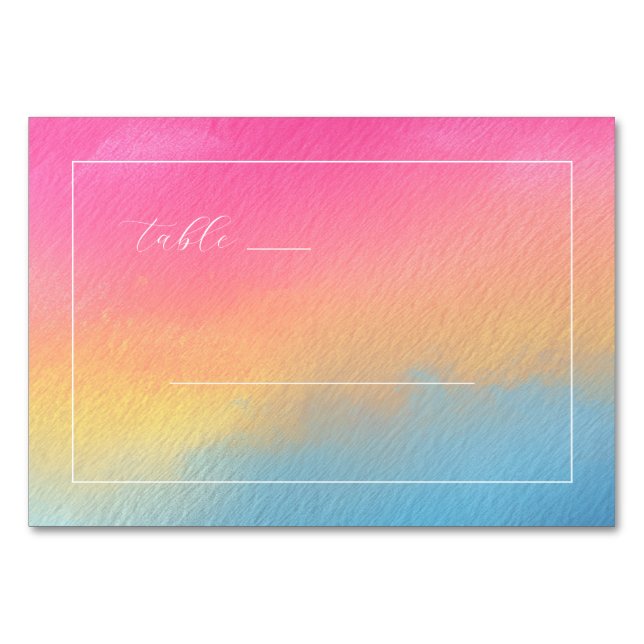 Numéro De Table Dégradé Sérène Aquarelle Ombre (Devant)