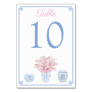 Numéro De Table Déjeuner Chinoiserie Baby shower Bleu Et Rose