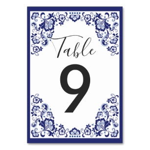 Numéro De Table Delfts Blauw   Réception de mariage bleu Delft Hol