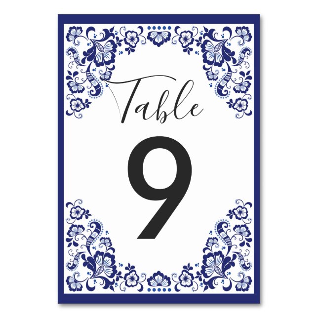 Numéro De Table Delfts Blauw | Réception de mariage bleu Delft Hol (Par défaut)